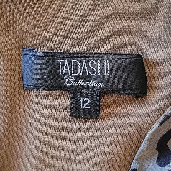 Vtg Tadashi Collection silk blend leopard print faux wrap blouse size 10 - Picture 5 of 13